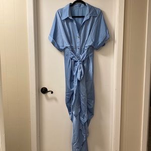 XL - Baby Blue Silk/Satin Dress
